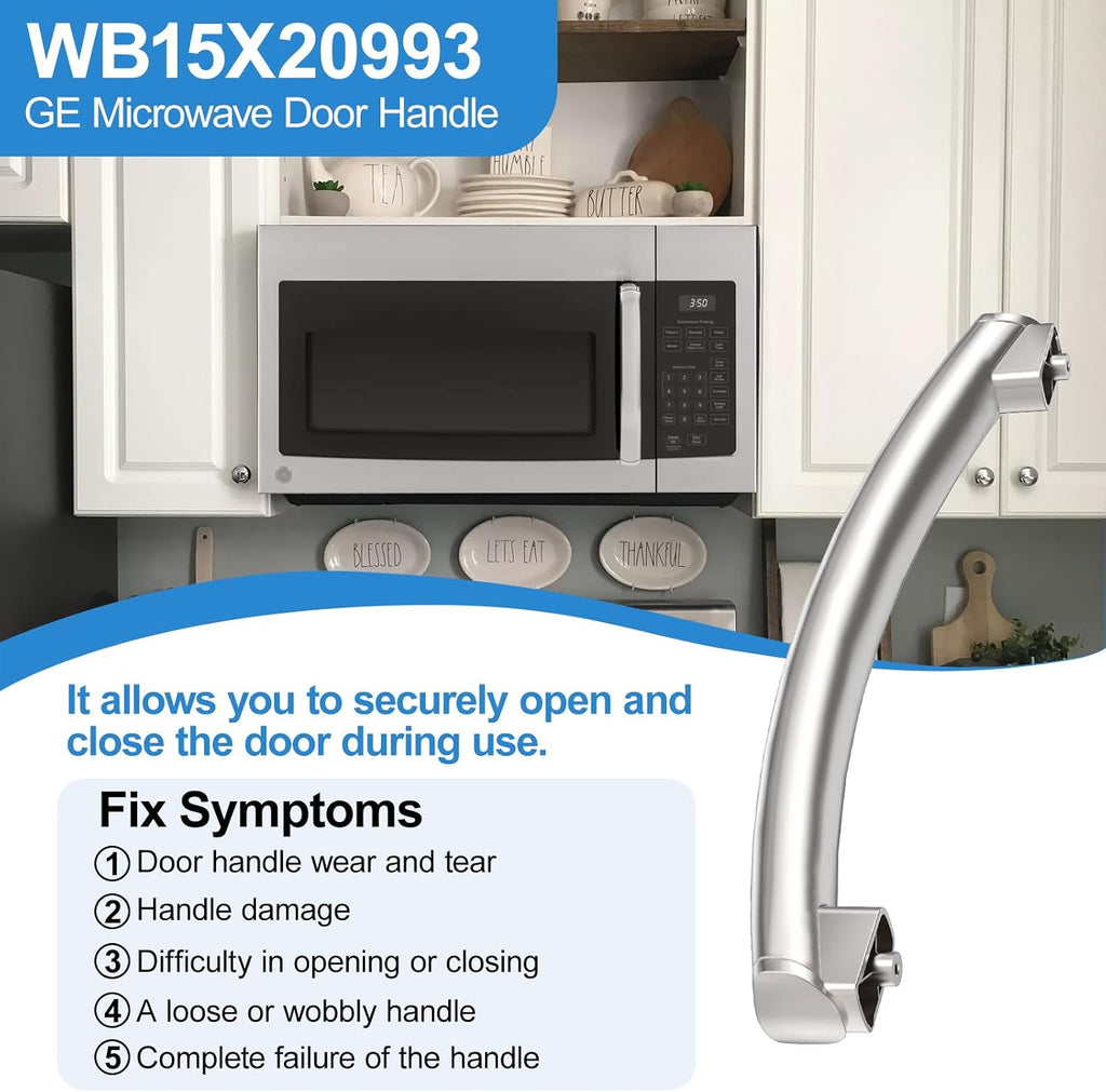 Upgraded WB15X20993 Microwave Door Handle Compatible with GE Microwave Handle Replacement, Stainless Steel GE JVM3150RF1SS Door Handle Parts JNM3151RF1SS, JVM3150SF1SS AP5790529 PS8754187