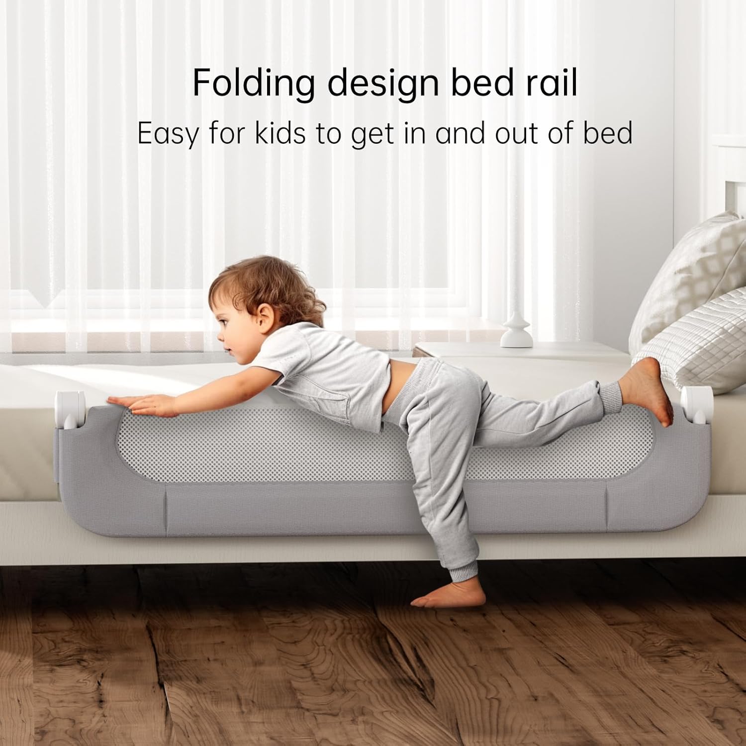Folding Bed Rail for Toddlers,Baby Bed Rail Guard with Reinforced Anchor Safety System,Fit Bunk,Full