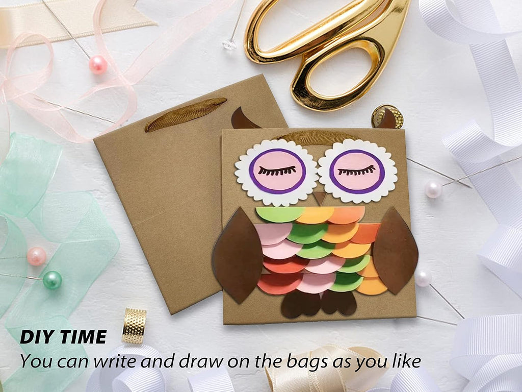 Medium Brown Gift Bags with Handles, 12 Pack, 8x8x8 IN
