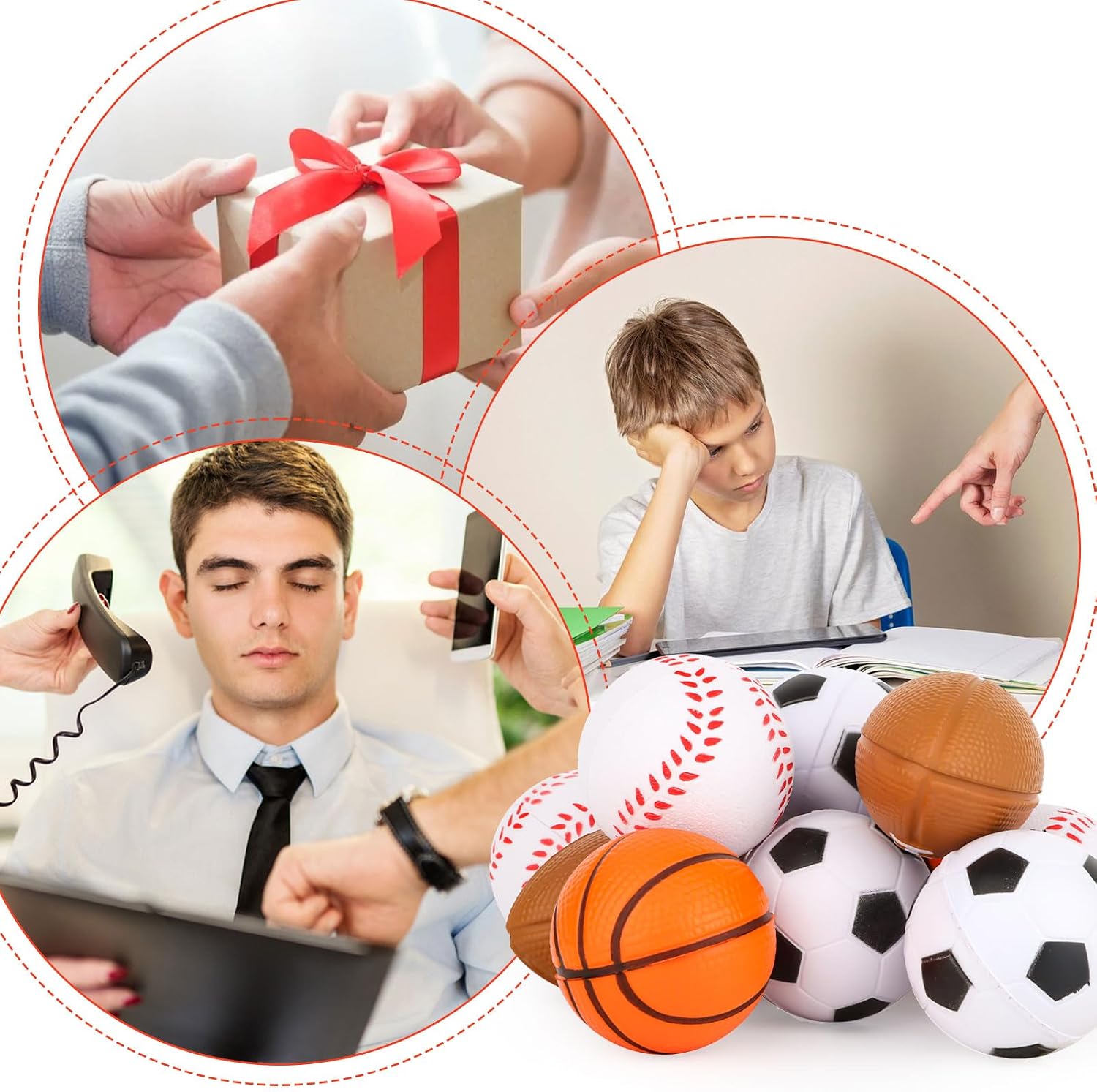 Mini Sports Balls 24 Pack Sports Stress Ball Party Favors for Kids Mini Foam Baseball Football Soccer Basketball
