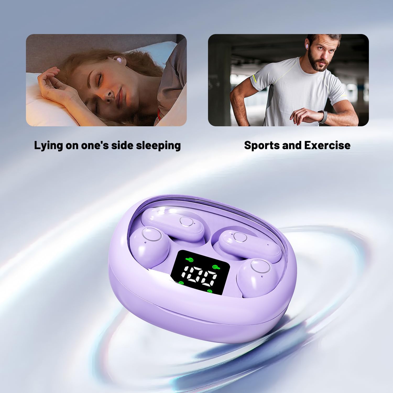 Wireless Bluetooth Headset，Tiny Size Invisible Earbuds，Sleep and Sports Earphones Set, 2 Pairs, Mini and Short Handle