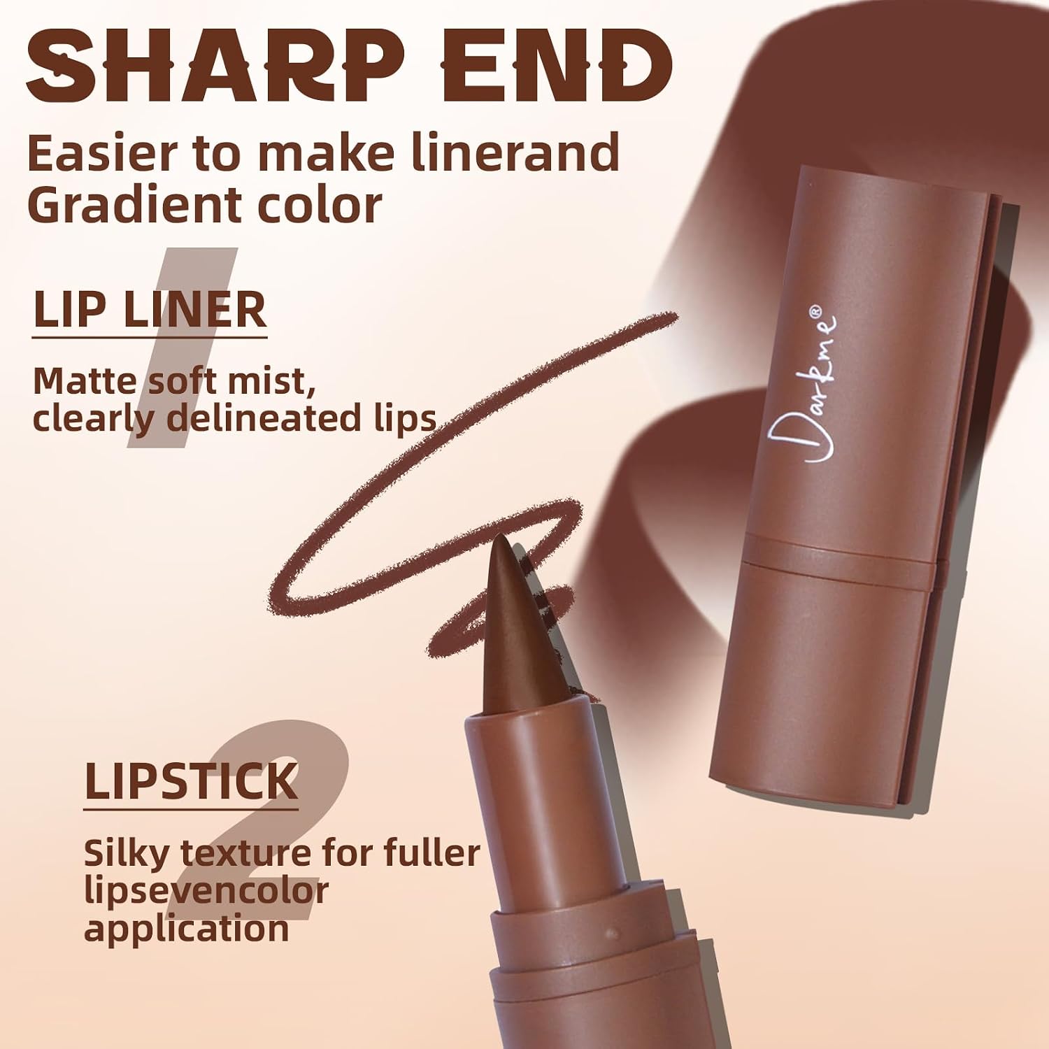 3 Colors 2 in 1 Lip Liner Set, Matte Nude Dark Brown Red Lip Liner Lipstick Plumping Smooth Creamy Lip Combo, High