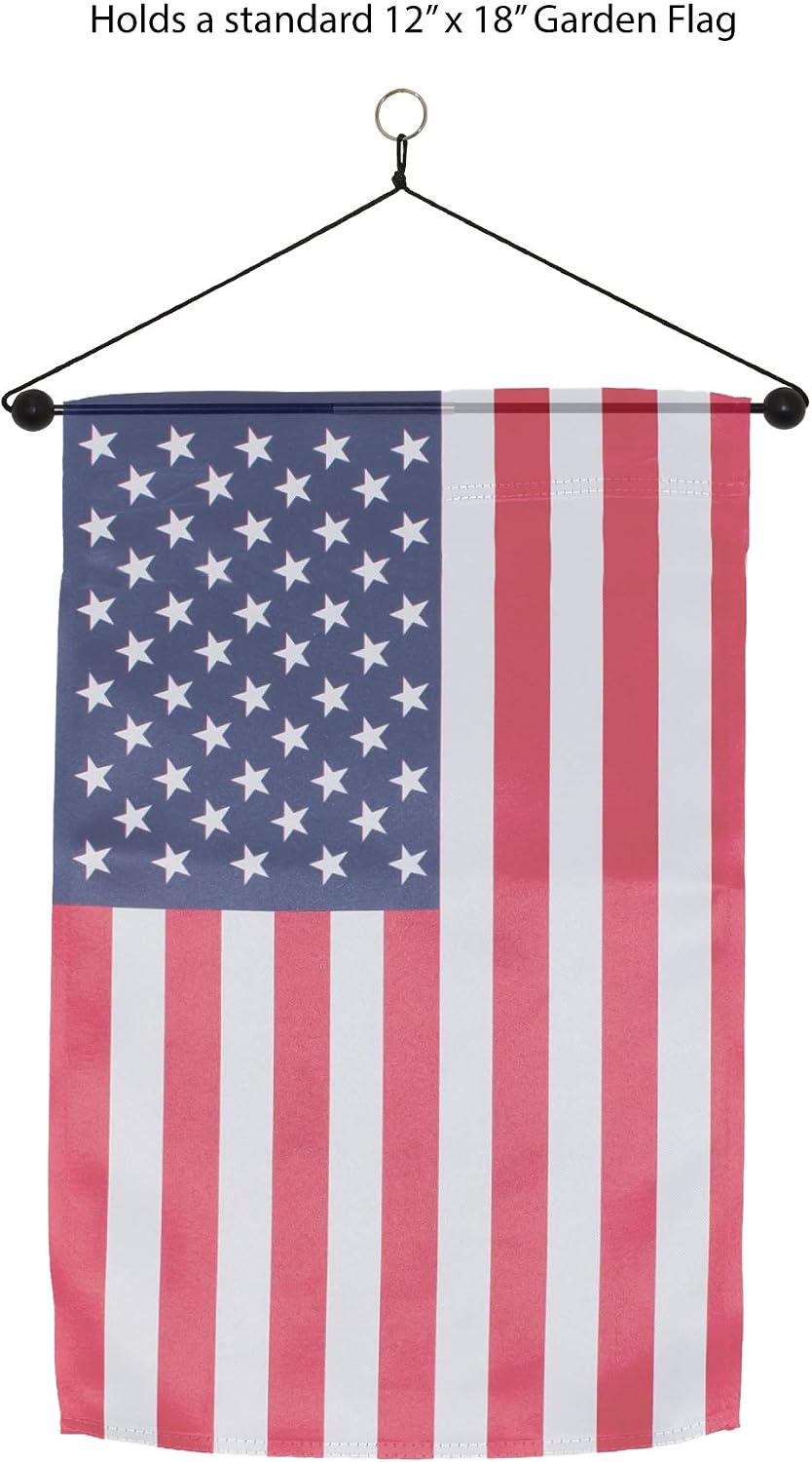 Garden Flag Accessory - Attached Ring for Easy Hanging - Holds up to 12.5 Inch Flags, black,4919