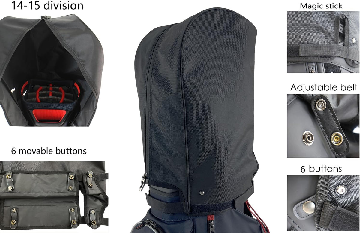 Golf Bag Cover rain Cover/Hood Nylon Waterproof dust Cover Fits Most Golf cart Bags Easy to use Collapsible and