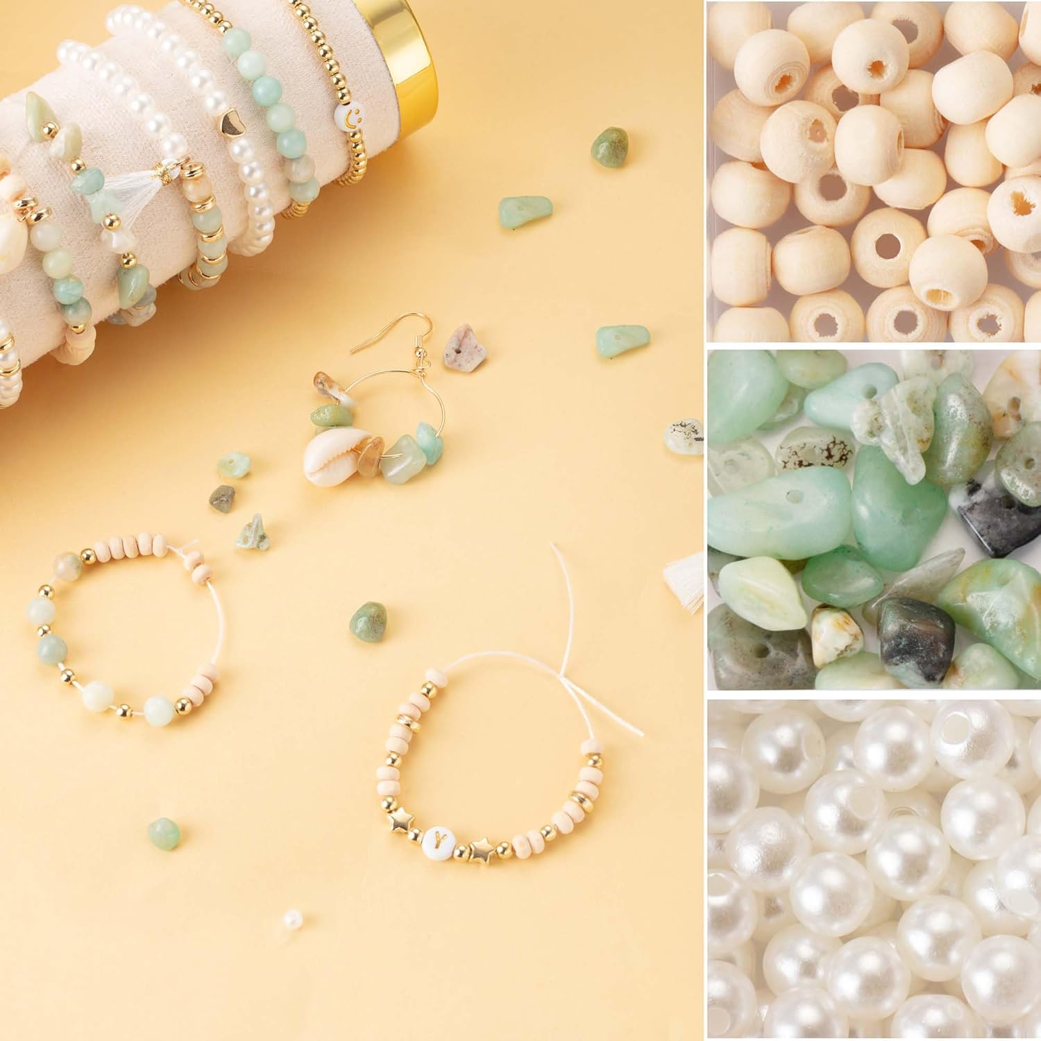 Jewelry Making Supplies Kit Natural Stone Beads for Irregular Natural Stone with for DIY Craft Bracelet Necklace