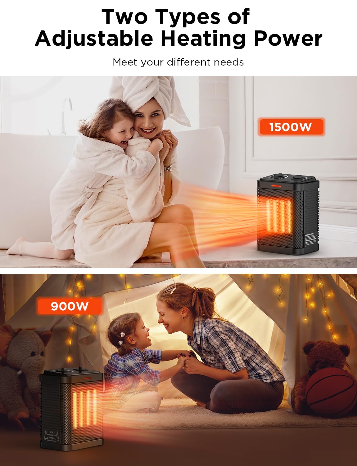 1500W Small Ceramic Space Heater,Electric Portable Indoor Heater