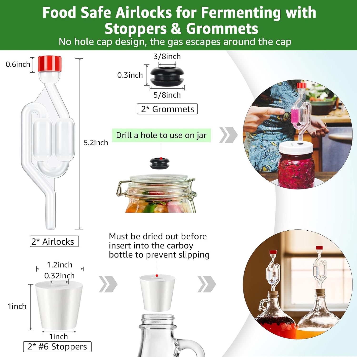 14” Wine Siphon-3/8” Racking Cane Auto Siphon for Wine Making with Airlocks | 5.5FT Food Safe Silicone Tubing