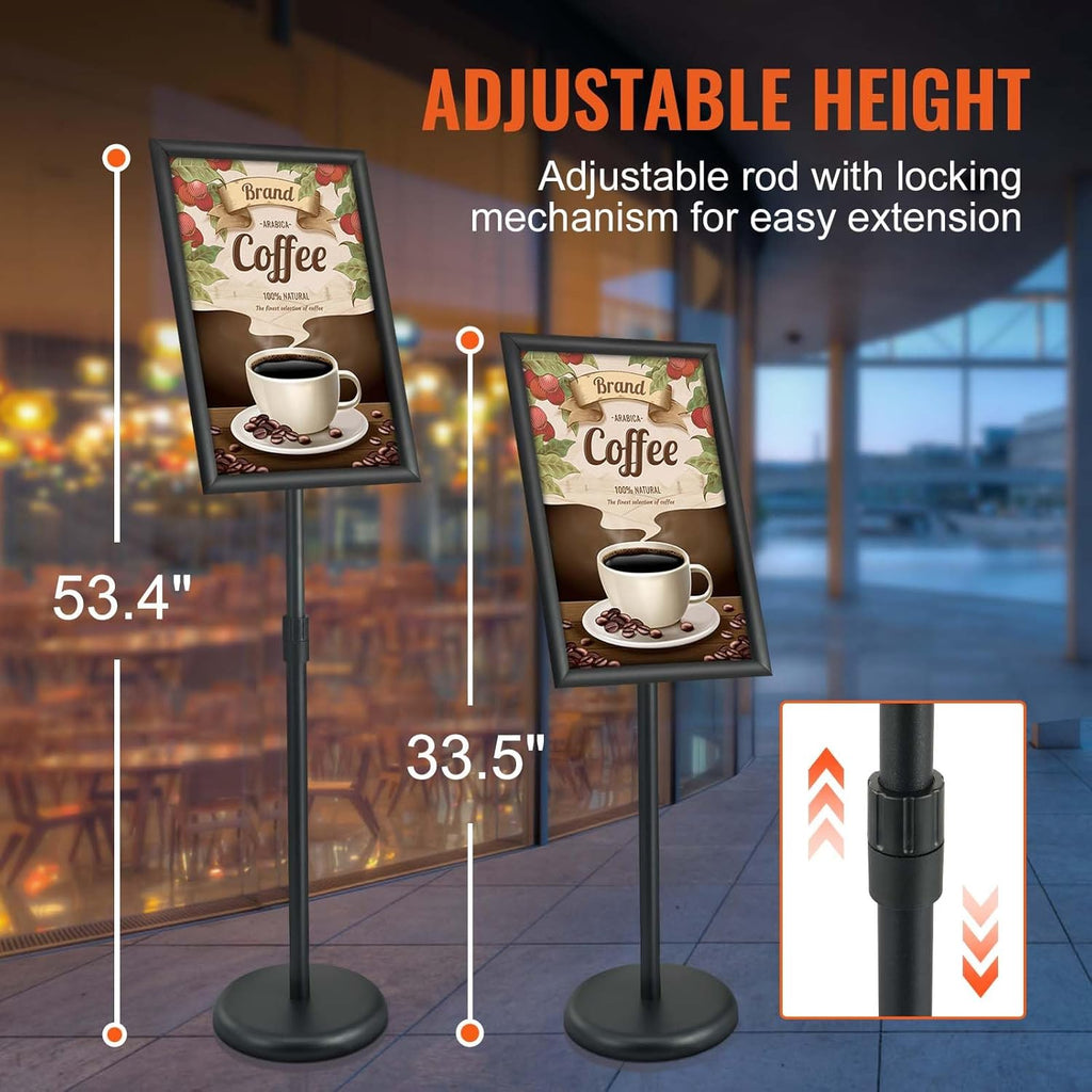 Pedestal Sign Holder, 11 x 17 Inch Vertical and Horizontal Adjustable Poster Stand, Heavy-Duty Floor Standing Sign