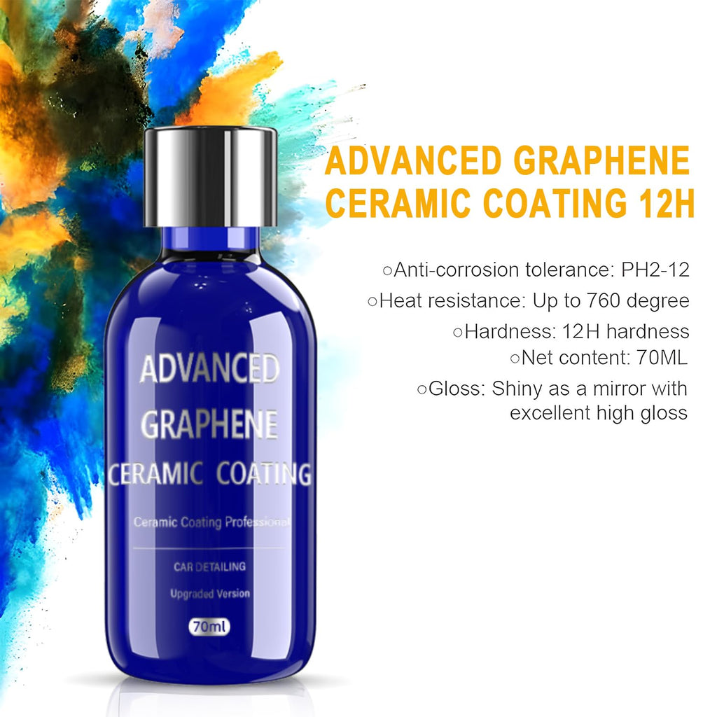 Advanced Graphene Ceramic Coating for Cars(70ML),12H Graphene Coating for Auto Car Detailing,10+ Years of Long
