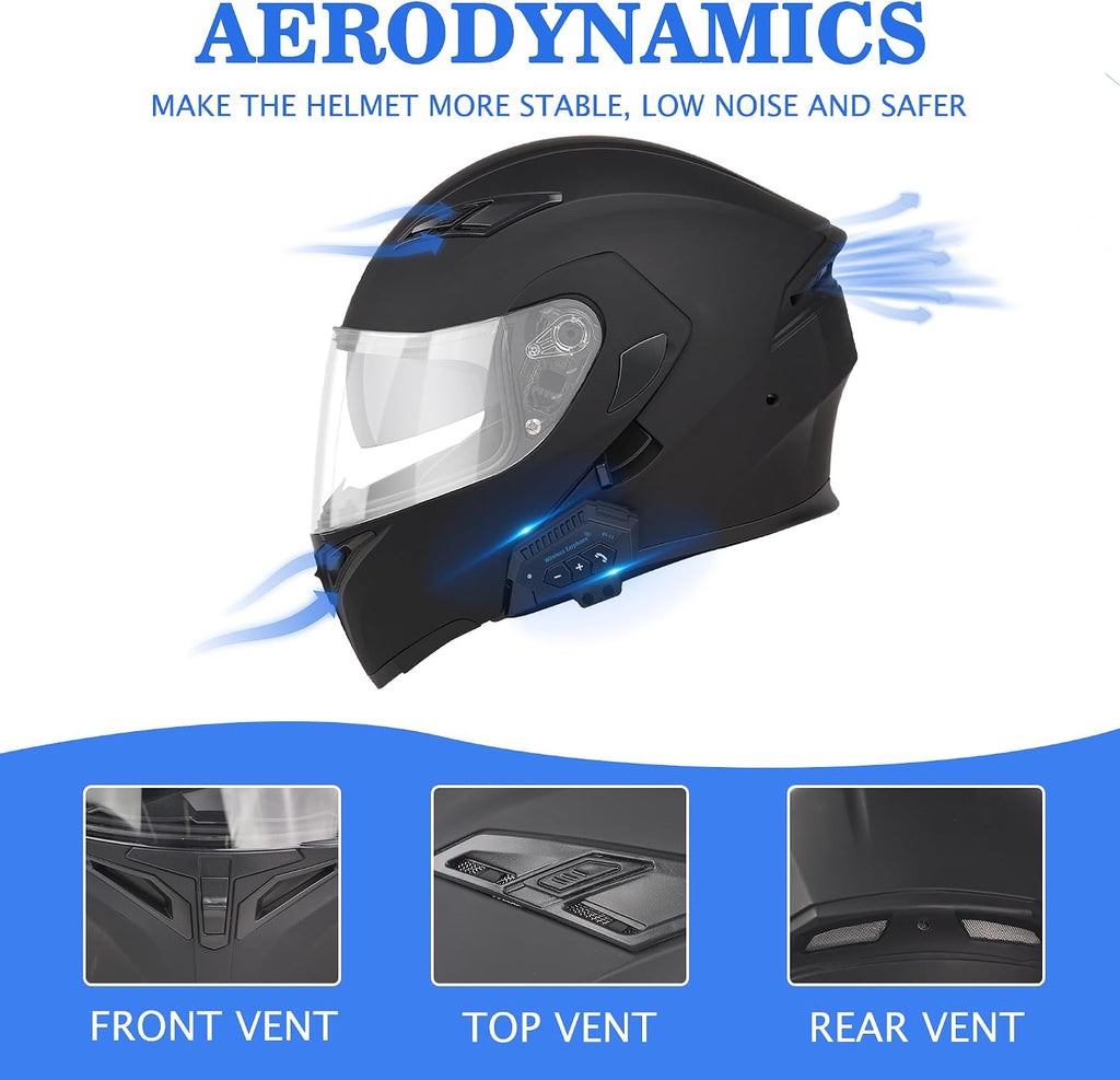 Bluetooth Motorcycle Helmet,Modular Motorcycle Helmet with Bluetooth,DOT Approved Dual Visor Full Face Flip up