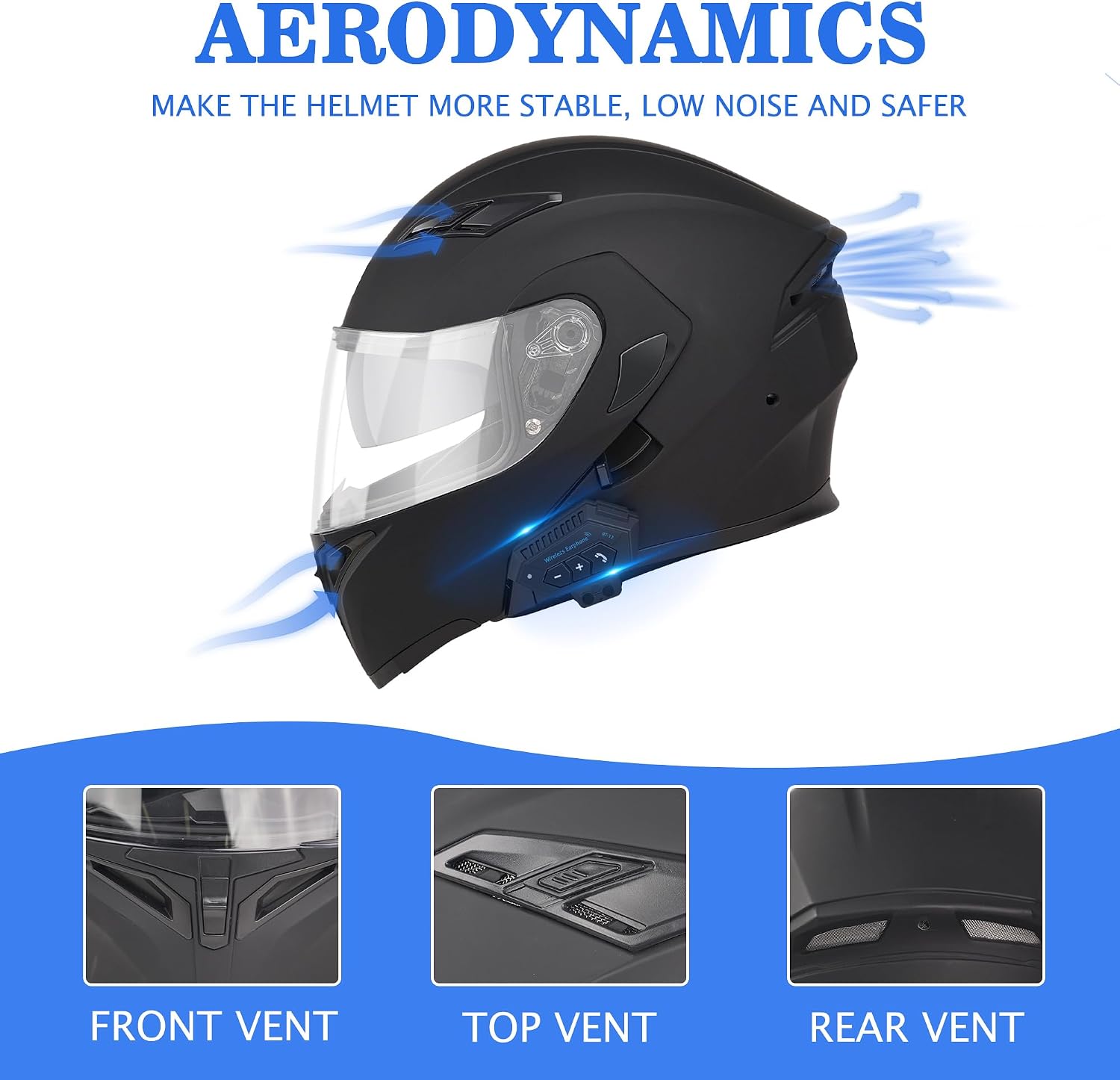 Bluetooth Motorcycle Helmet,Modular Motorcycle Helmet with Bluetooth,DOT Approved Dual Visor Full Face Flip up