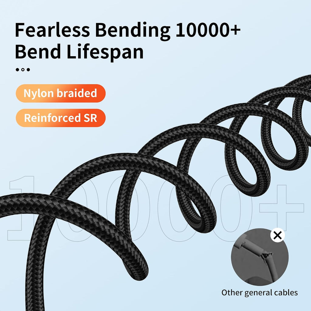 USB-C Cable 3-Pack (3ft/6ft/6ft), USB A to USB-C Fast Charging Cord, Nylon Braided, Compatible with 17/16/15 Pro Max