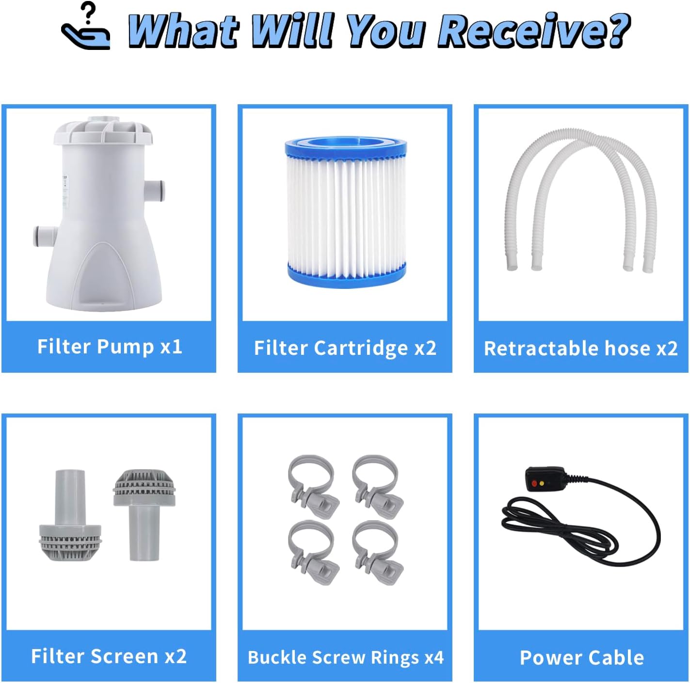 Pool Pump Filter 800 GPH, Pool Filters for Above Ground Pool Filter, Cartridge for Inflatable Swimming Pools