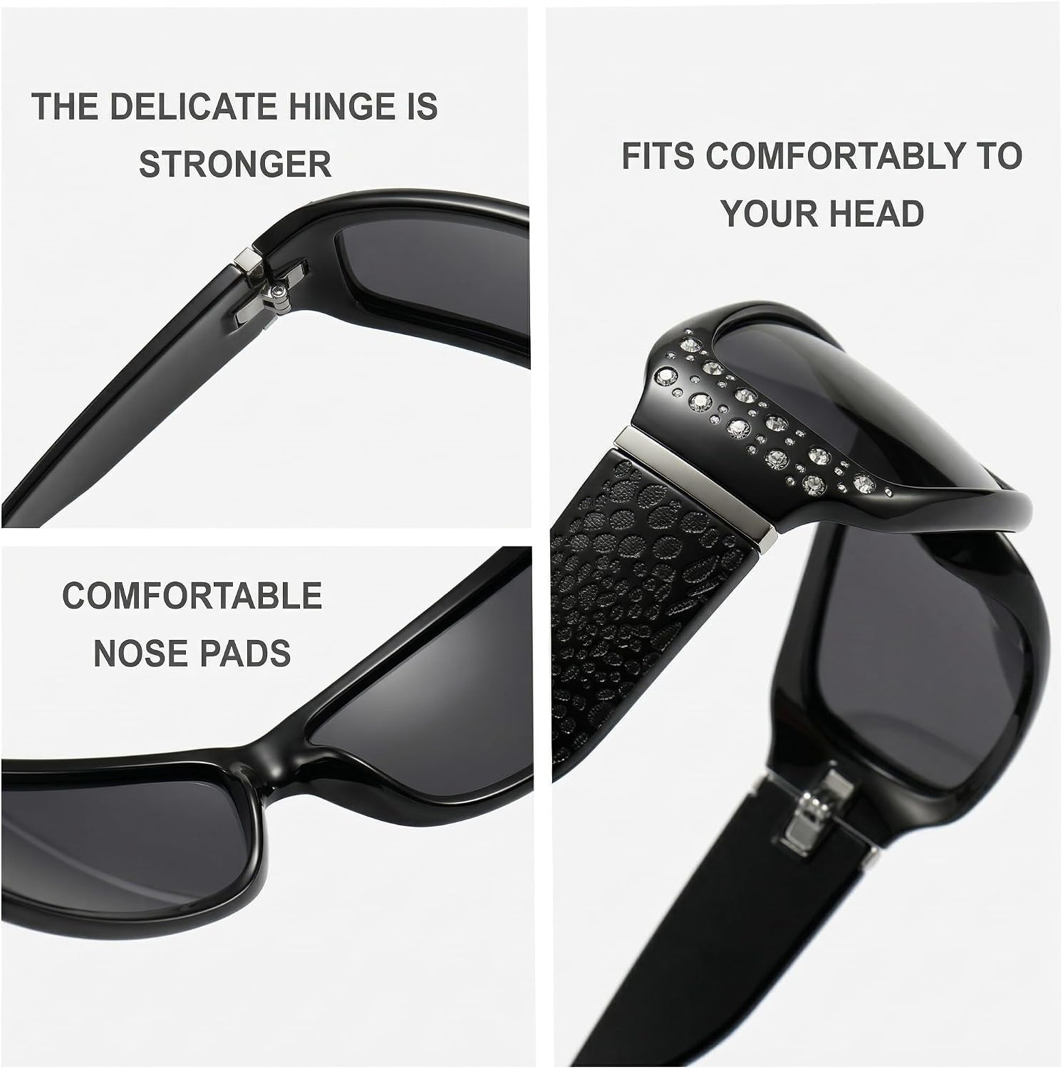 Retro Polarized Rhinestones Sunglasses for Women Trendy Shades with UV400 Protection