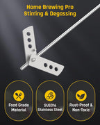 17.5" Wine Degasser Drill Attachment (Ver.3)Stainless Steel Stirrer | Foldable 17.5-inch Wine Making Mixer Rod, Wine