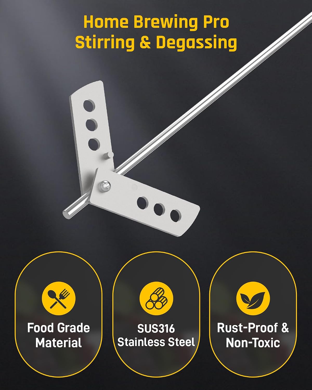 17.5" Wine Degasser Drill Attachment (Ver.3)Stainless Steel Stirrer | Foldable 17.5-inch Wine Making Mixer Rod, Wine