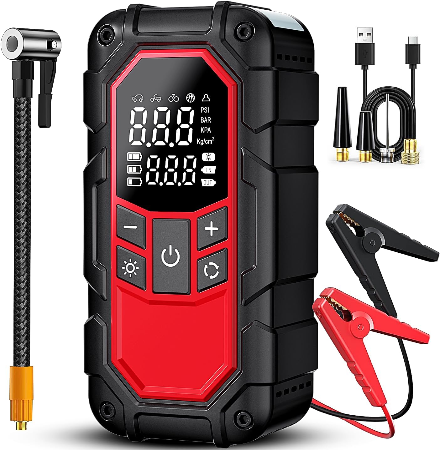 Jump Starter with Air Compressor,Car Battery Jump Starter (9.0 Gasoline/6.5L Diesel) with 150PSI Digital tire