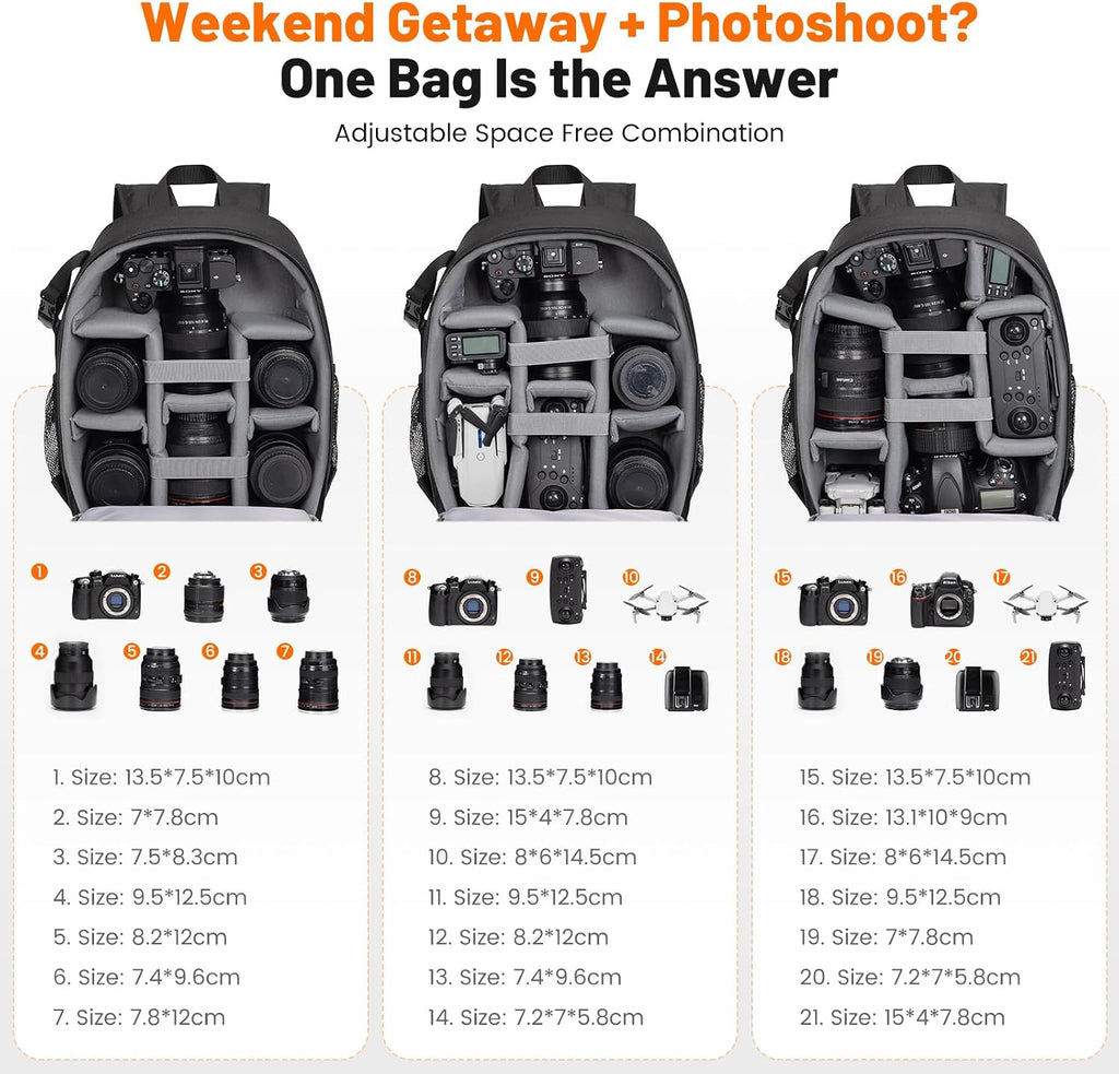 Camera Backpack Bag Water-resistant DSLR SLR for Canon/Nikon/Sony | Professional for SLR DSLR Mirrorless Camera Bag