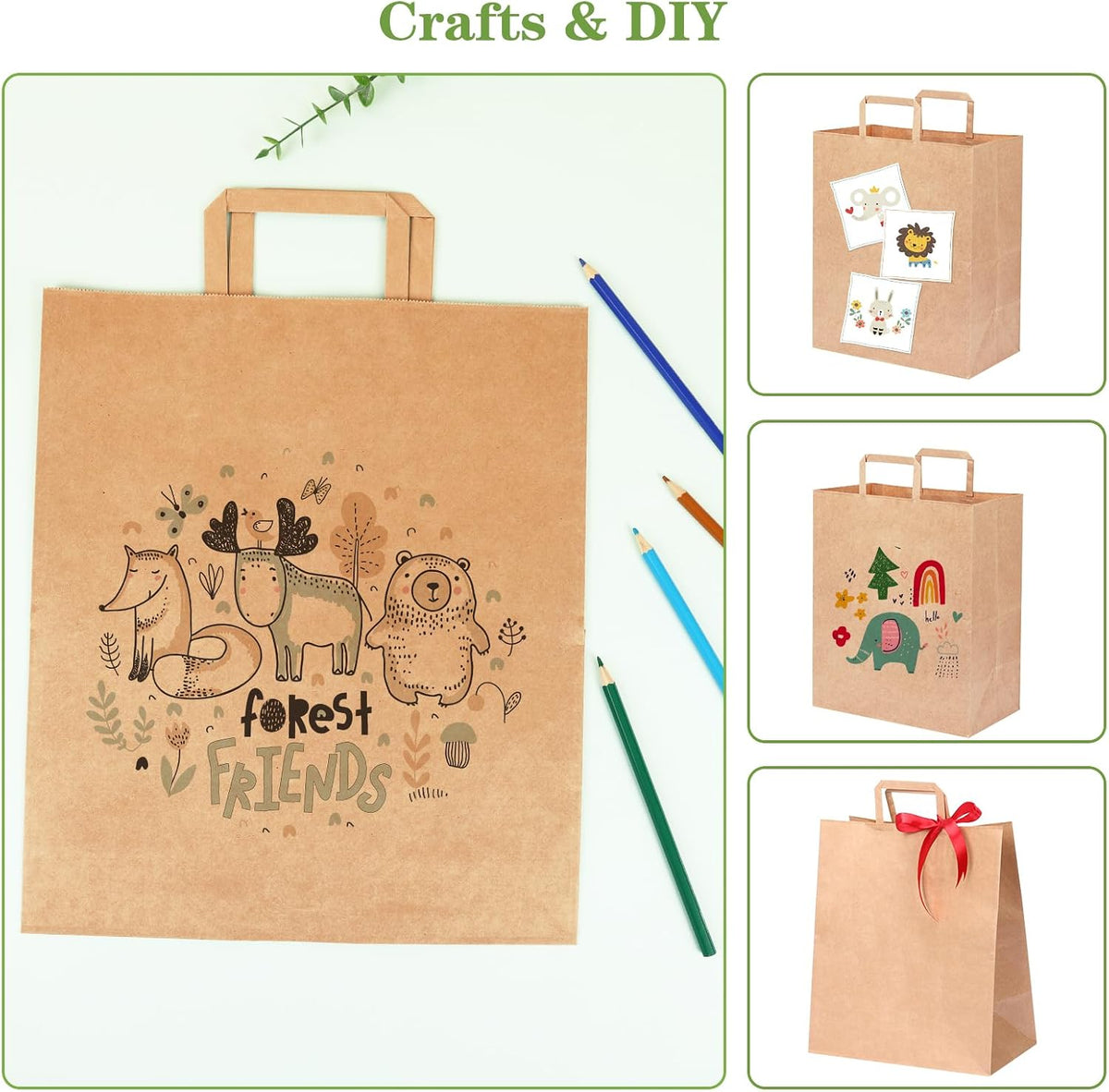 120pcs Paper Grocery Bags 12x7x14in Brown Paper Bags with Handles