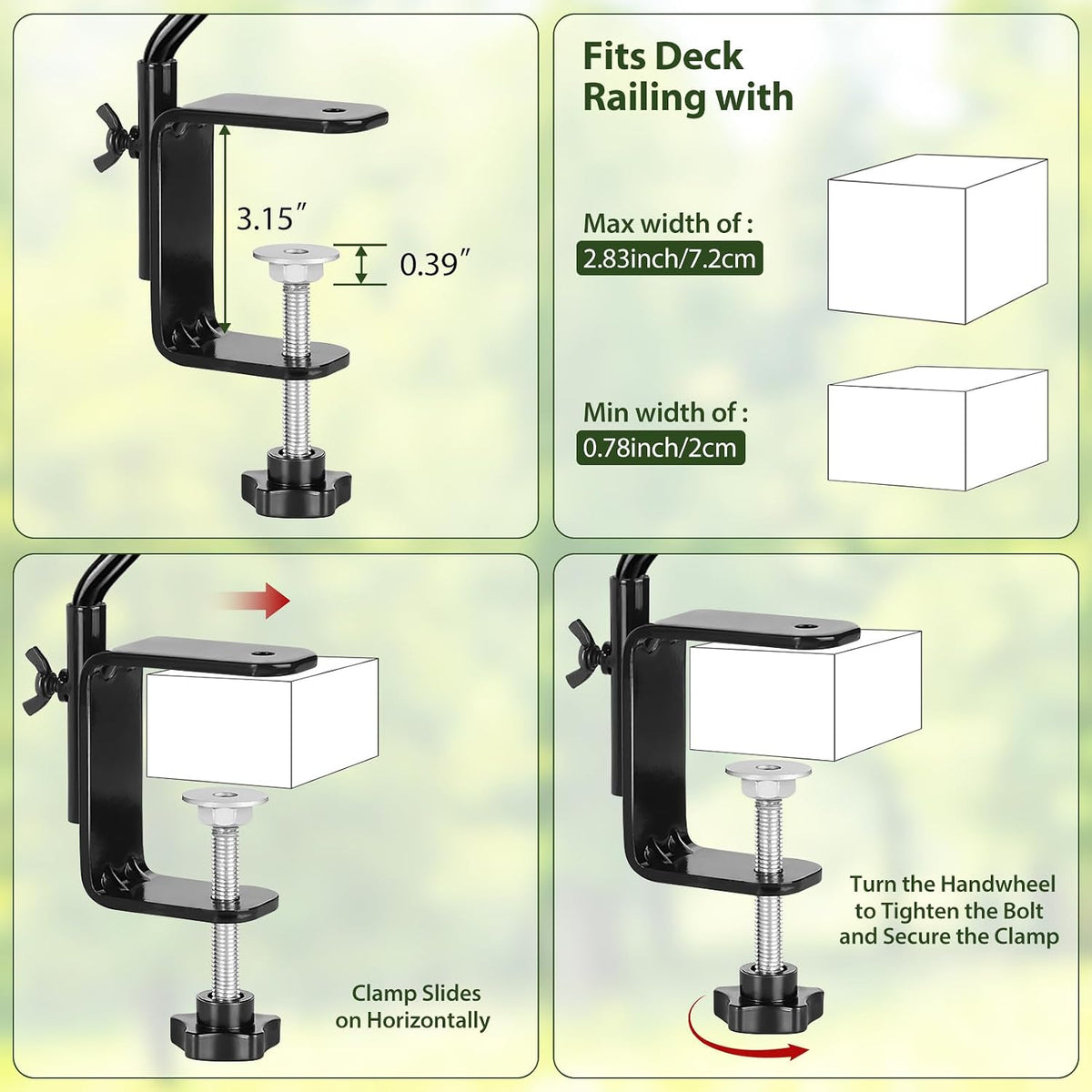 Deck Hook, 16 Inch Bird Feeder Hanger for Hummingbird Feeders, Black