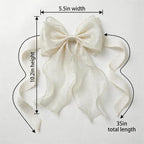 2 Pack French Lace Bow Curtain Tiebacks, Cream