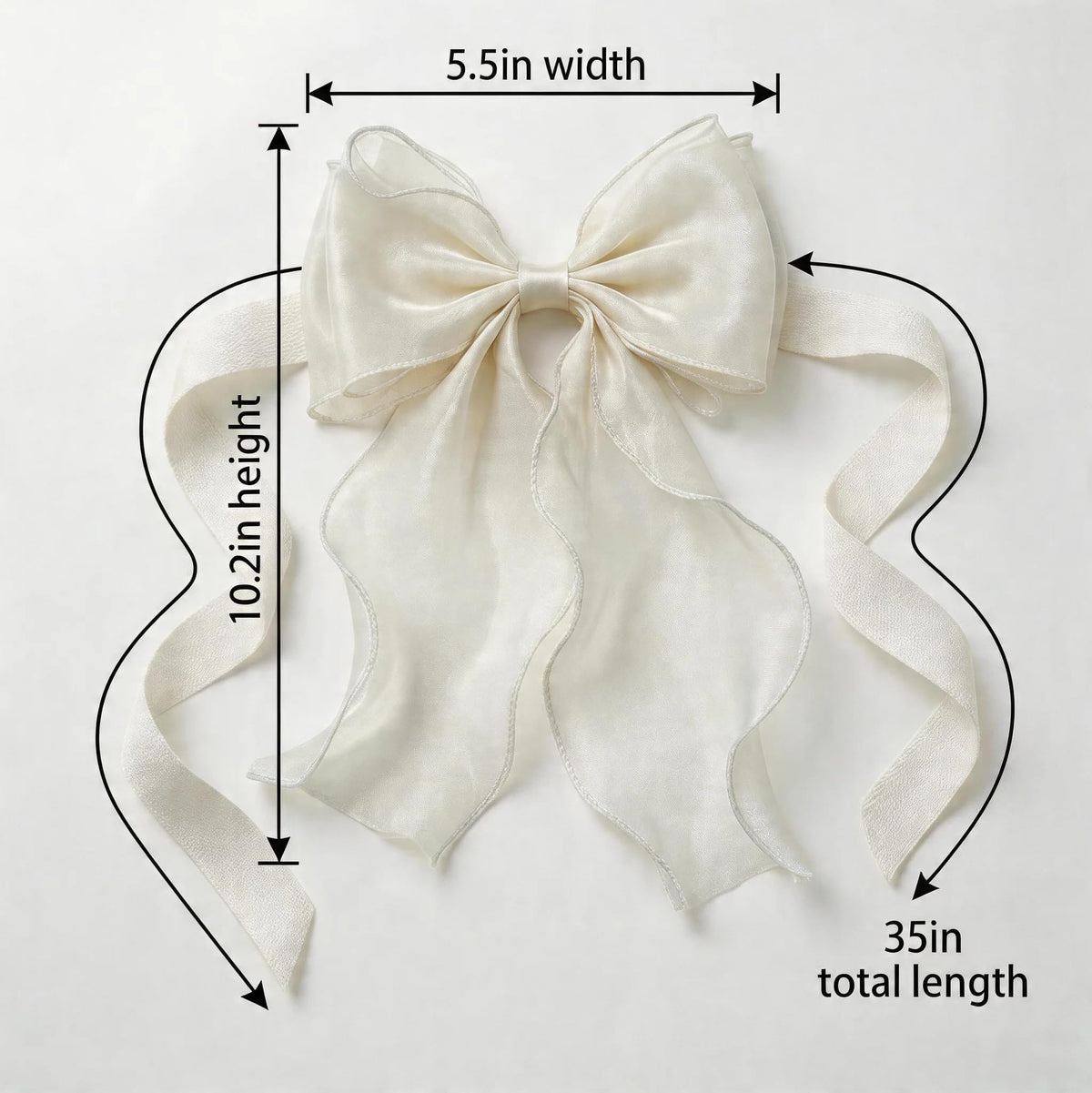 2 Pack French Lace Bow Curtain Tiebacks, Cream