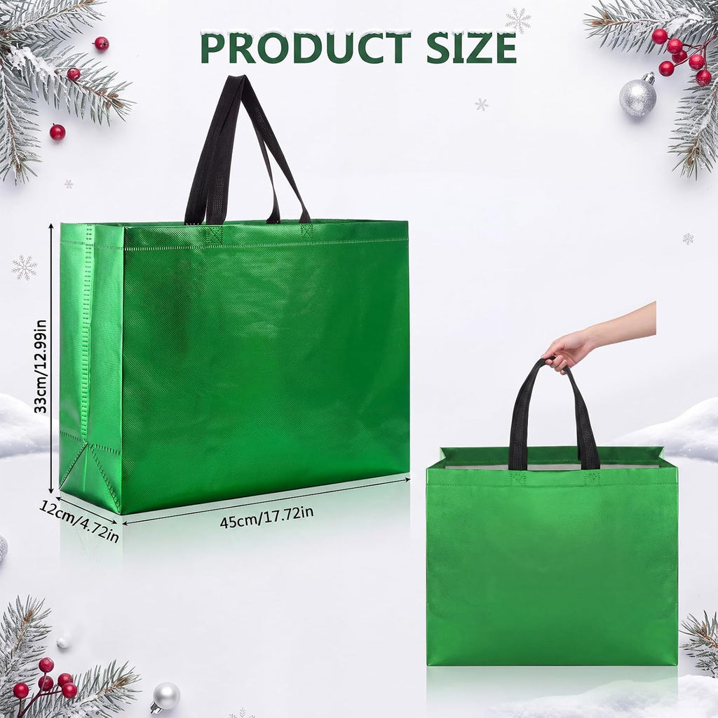 50 Pcs Gift Bags 17.7x13x4.72 Inch, Glossy Red and Green