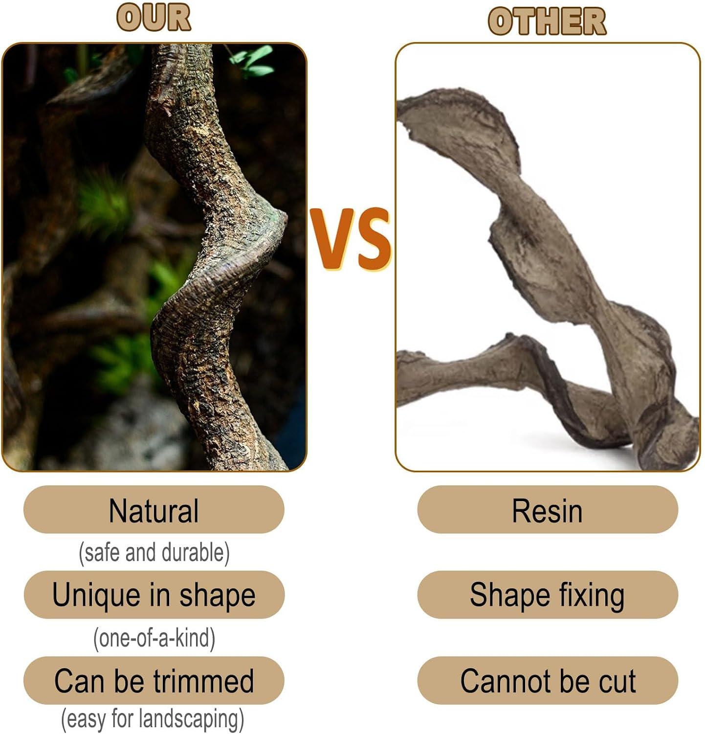 Reptile Decor 3PCS Natural Forest Branch Terrarium Habitat Decoration Lizard Climbing Tree Branch for Bearded Dragon