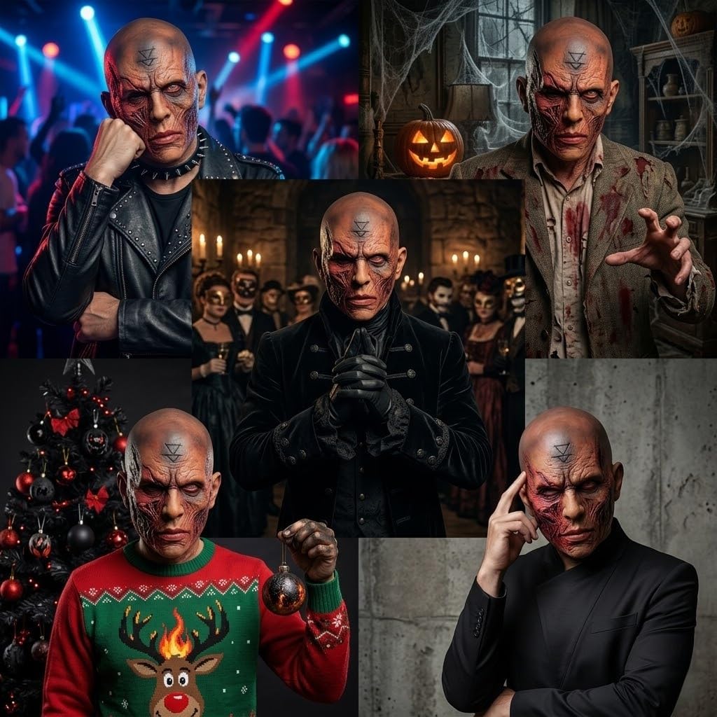 Scary Halloween Mask Realistic Bald Man Creepy Zombie Face Cover Latex Burn Mutant Headpiece for Adult Cosplay Props