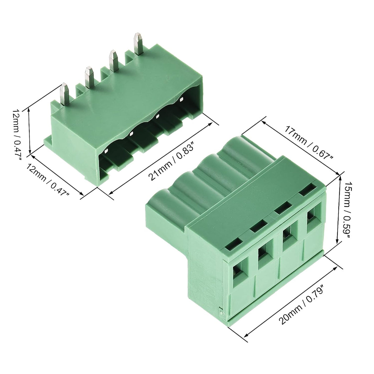 uxcell 4-Pin 5.08mm Pitch Right Angle PCB Screw Terminal Block Connector 20 Sets