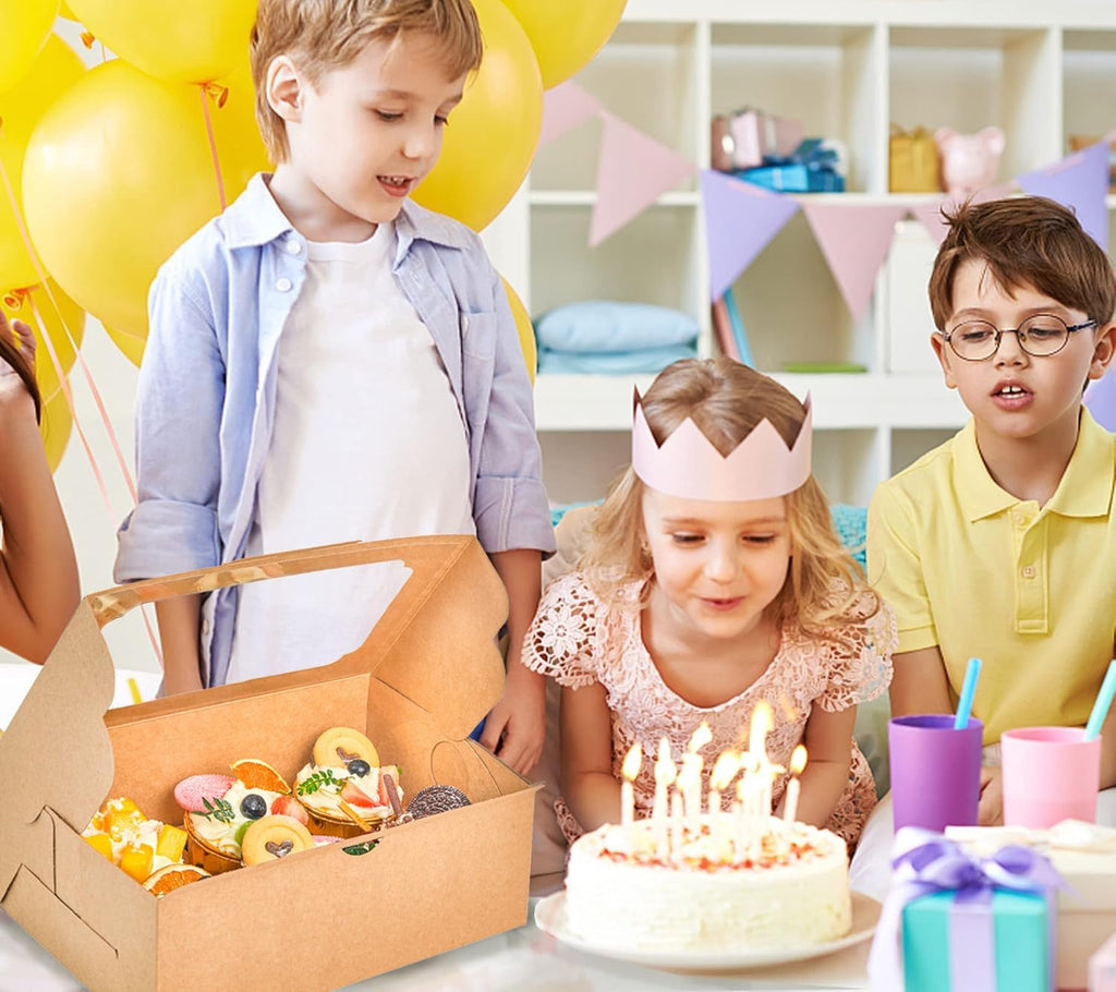 20 Pack Brown Cupcake Boxes with Handle Tray - 4" Tall Large Muffin Boxes for 6 Cupcakes - Professional Food-Grade