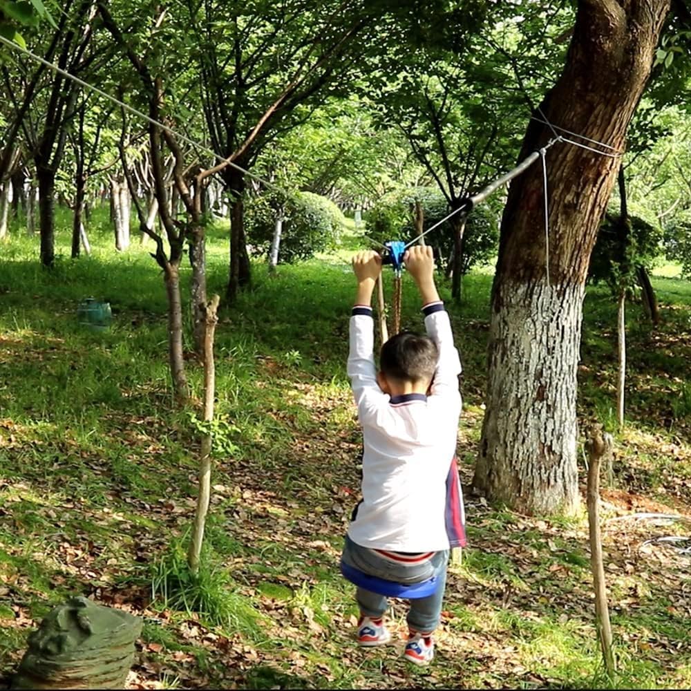 Zip line Kits for Backyard 75FT, Ziplines for Kids and Adults | Included Swing Seat, Ziplines Brake, and Steel