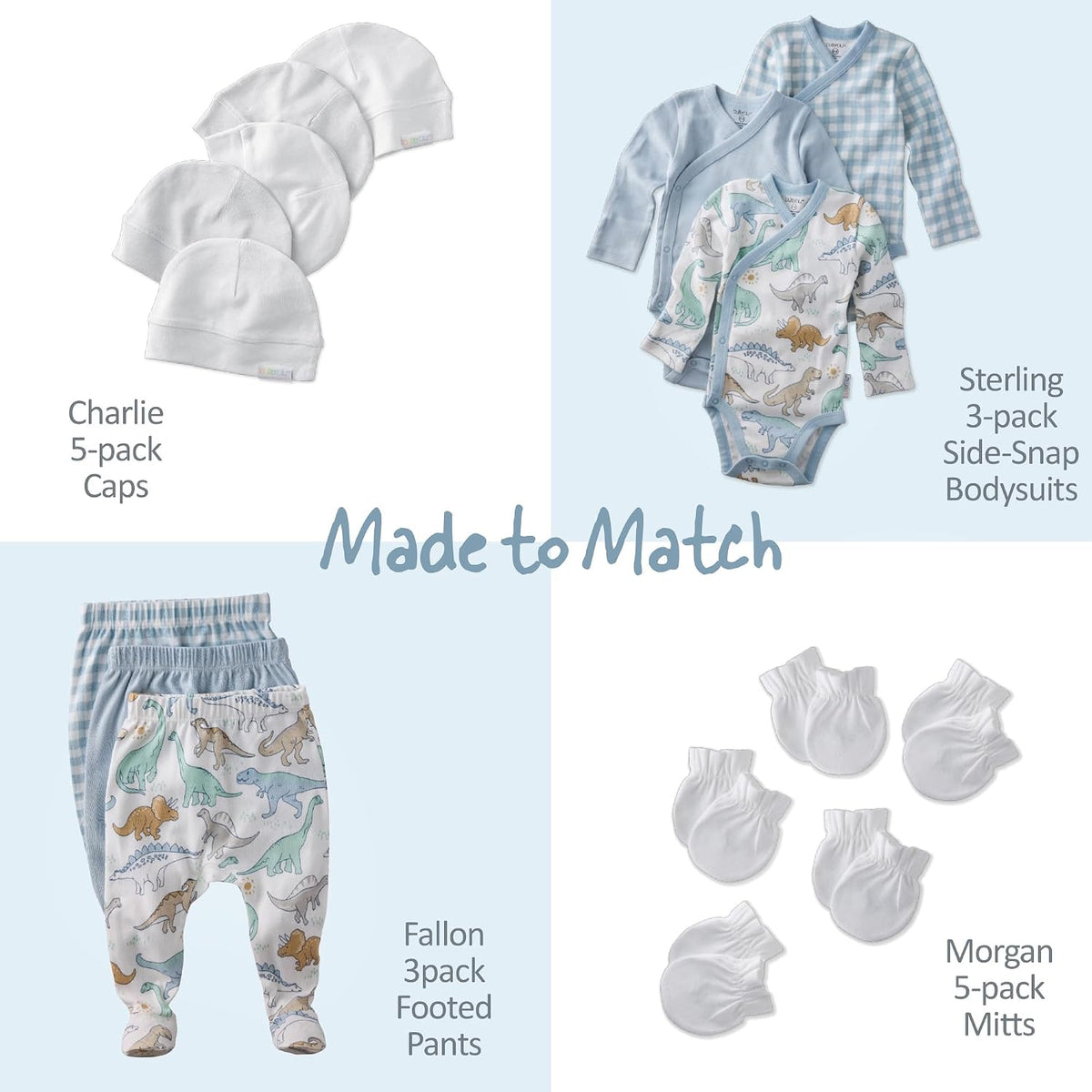Sterling 3-Pack Side Snap Long Sleeve Bodysuits 100% Cotton
