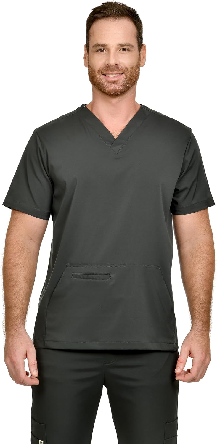 CINQO Men Scrub Set V-Neck Scrub Top & Bottom 4-Way Stretch, Breathable, Modern Fit Medical Work
