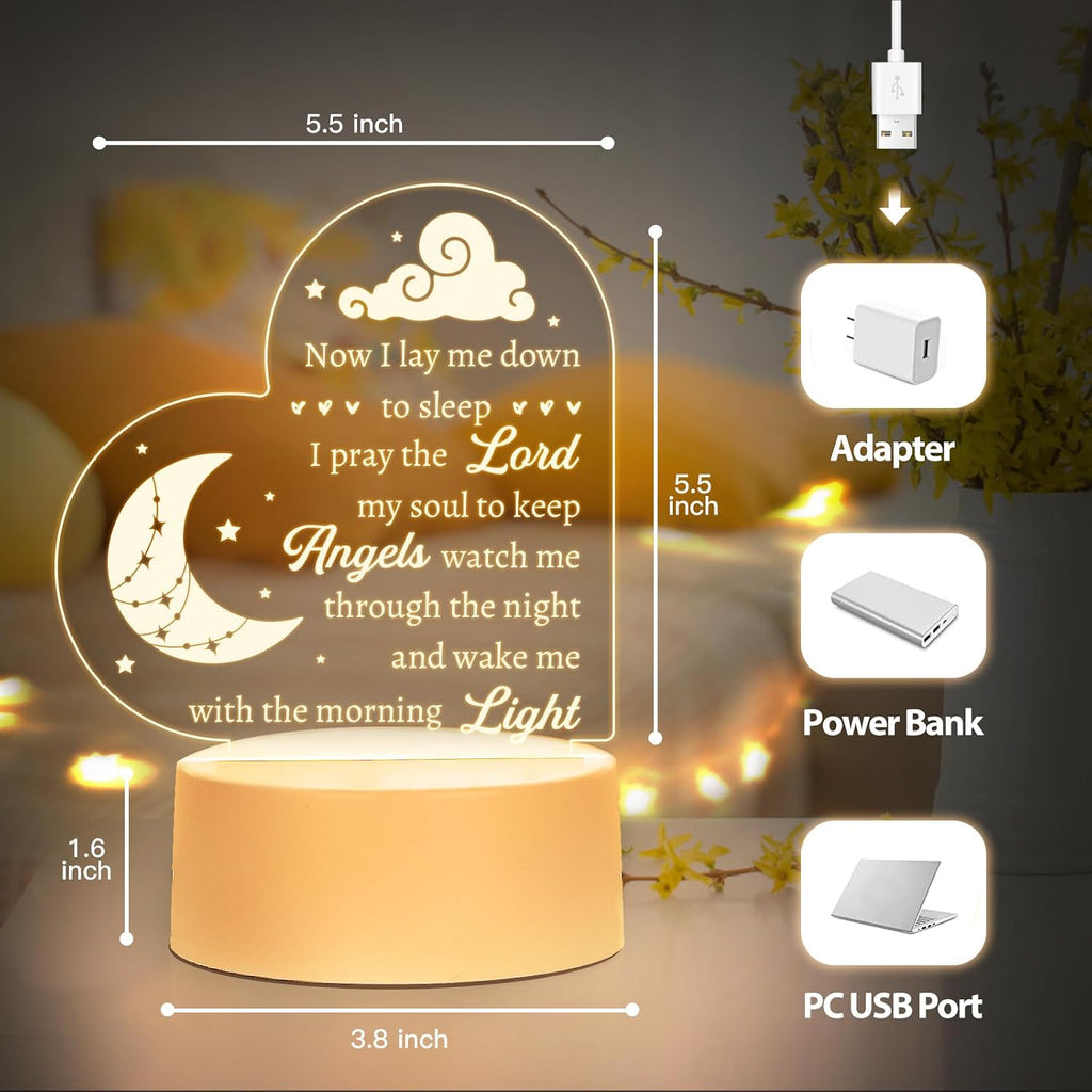 Baptism Gifts for Girl Boy, Cozy Baby Nursery Night Light for Bedtime Prayer, Baby Christening Gifts for Boys Girls