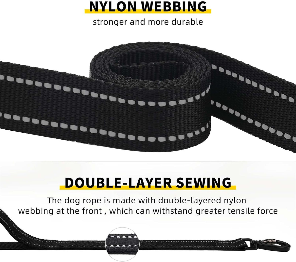 Heavy Duty Dog Leash for Large Dogs,Double Handle Leashes,Medium 6FT