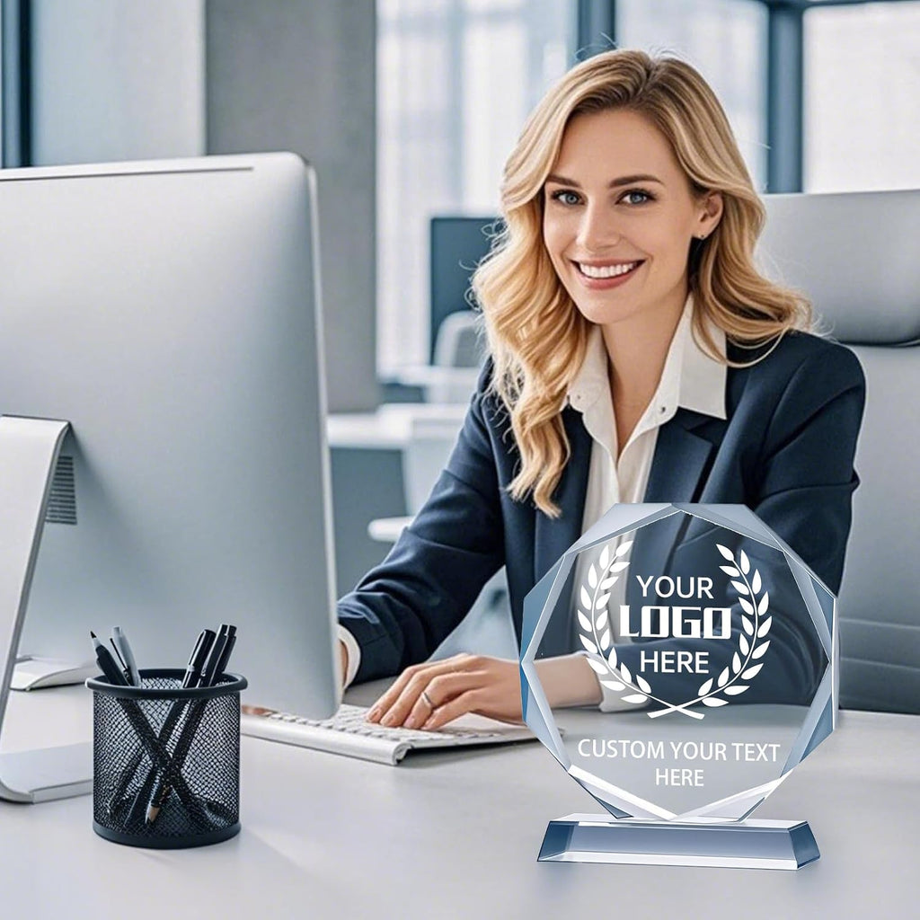 Personalized Crystal Trophy Award - Plaques Personalized Engraved - Coworker Employee Appreciation Gift, Anniversary