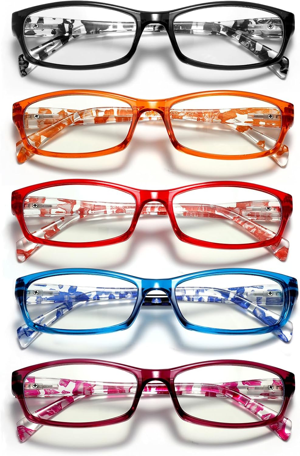 Reading Glasses for Women, Rectangle Readers for Women with Blue Light Blocking Spring Hinge Eyeglasses UV Filter