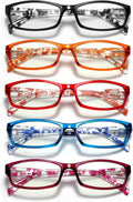 Reading Glasses for Women, Rectangle Readers for Women with Blue Light Blocking Spring Hinge Eyeglasses UV Filter