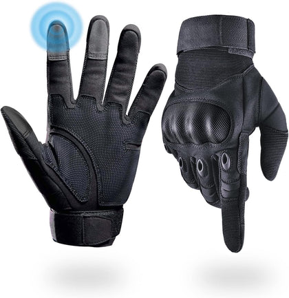 Tactical Gloves for Men, Shooting & Motorcycle Gloves with Hard Shell Knuckle Protection & Leather Palm for Airsoft