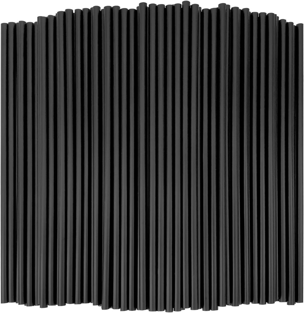 300 Pcs Disposable Drinking Plastic Straws, 8.26" Long, 0.23'' Diameter, Black