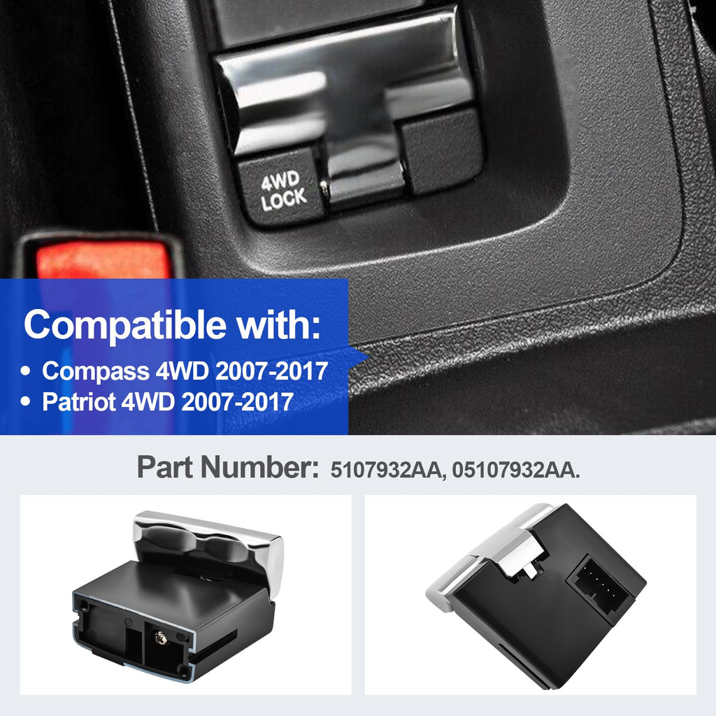 Transfer Case Switch 4WD Compatible with Compass, Patriot 2007-2017 Part Numbers 5107932AA 05107932AA