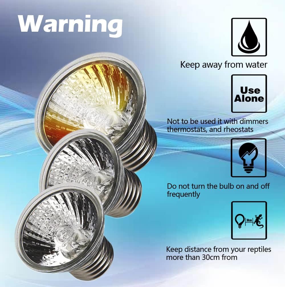 UVA UVB Reptile Light Bulbs 4 Pack 50W,Basking Light Heat Lamp for Reptiles and Amphibian Tank Terrariums Cage for