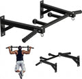 Upgrade Wall Mount Pull Up Bar, Heavy Duty Steel PullUp Bar Fits 24'' Wood Studs, Multi Grip Pull Up Bar with Ball