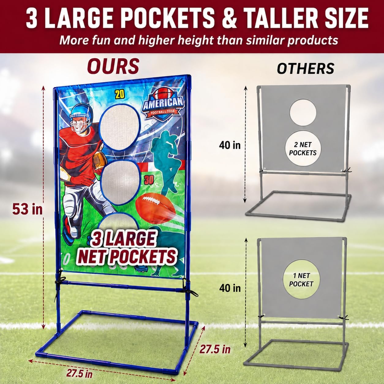 Football Toss Game with 4 Inflatable Balls Sports Outdoors Toys for Boys | Football Games Throwing Target Backyard