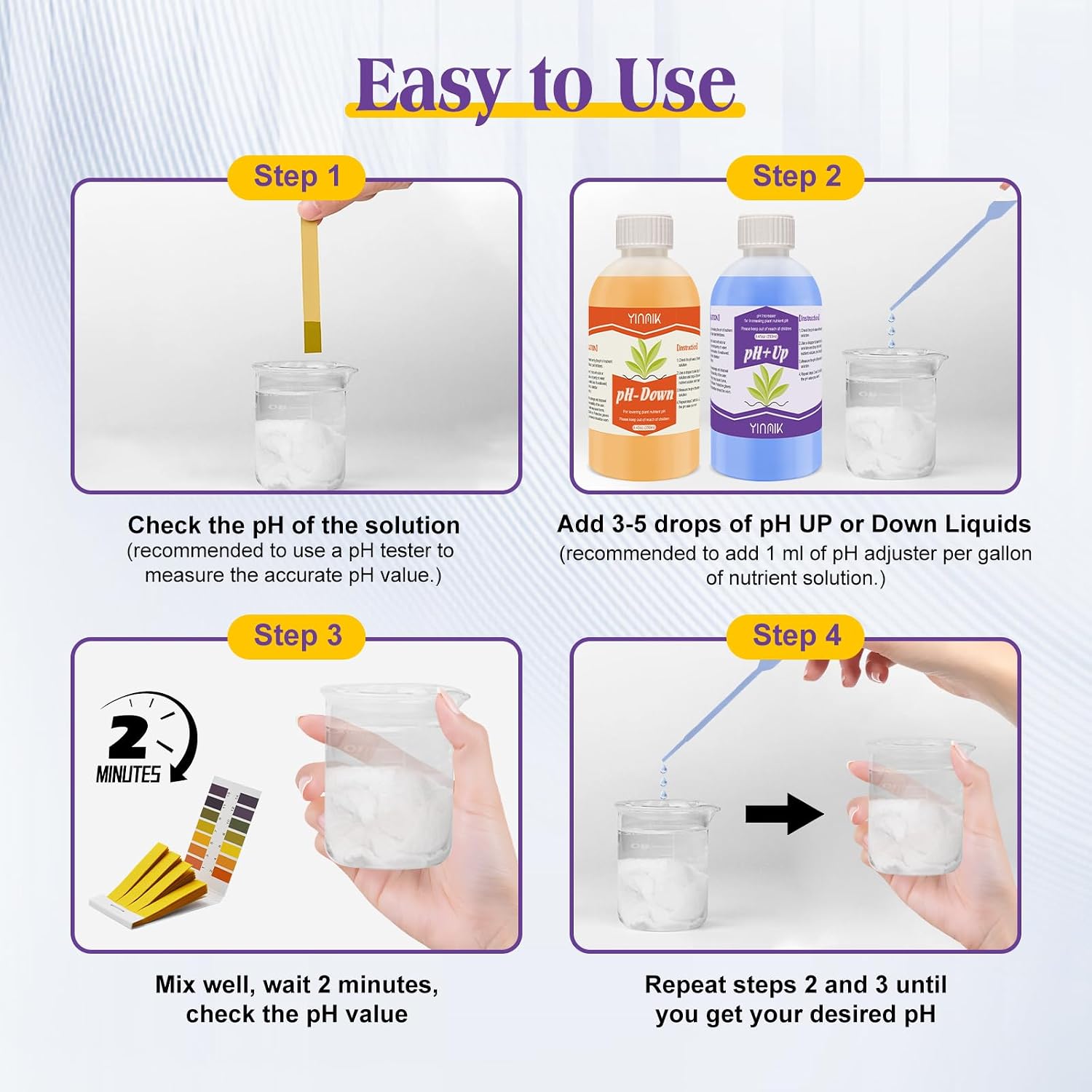 General Hydroponic pH Up Down Liquid, pH Control kit Adjust pH Level | 500ml Premium Buffering Solution for pH