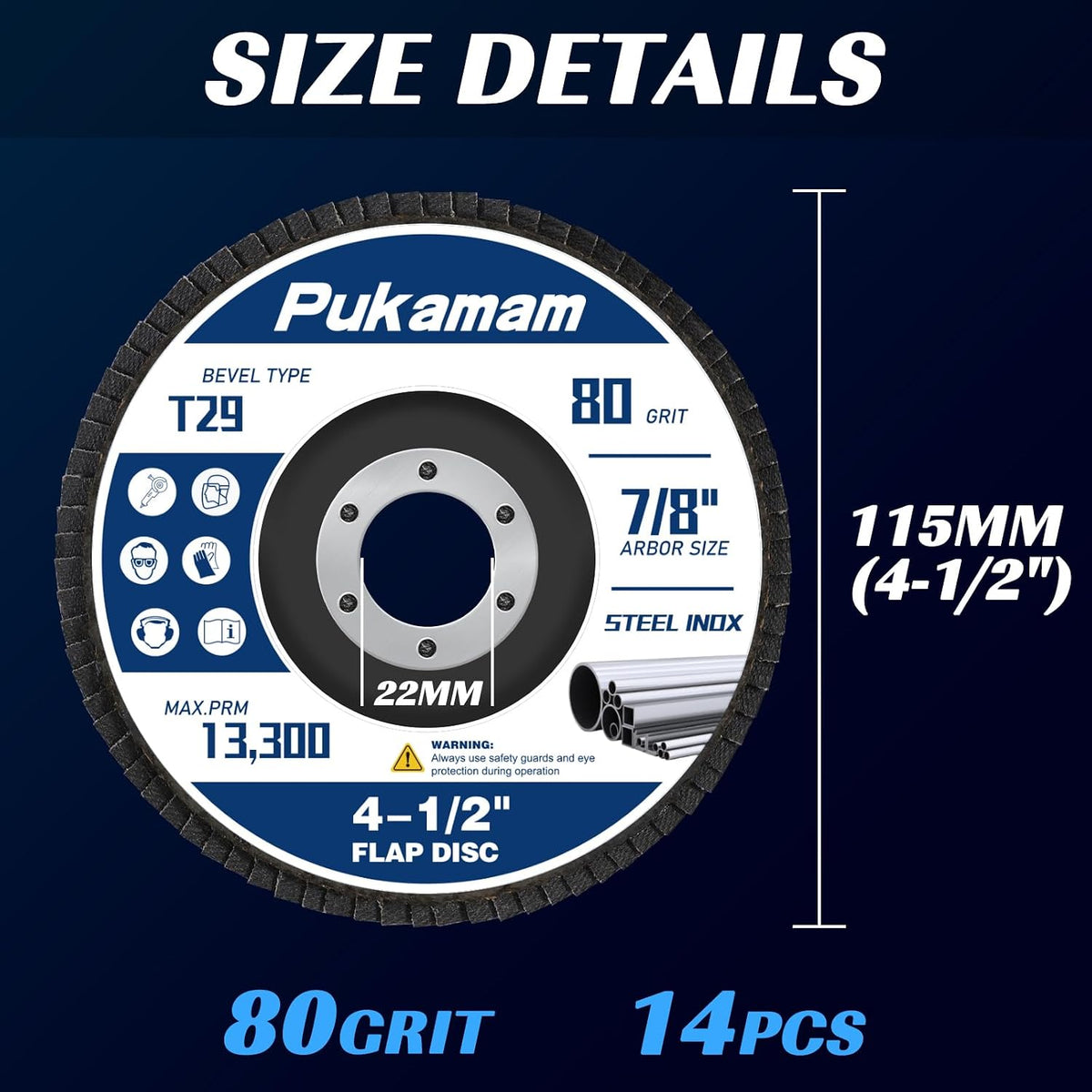 14 Pack Zirconia Flap Discs 4 1/2 for Angle Grinder 80 Grit