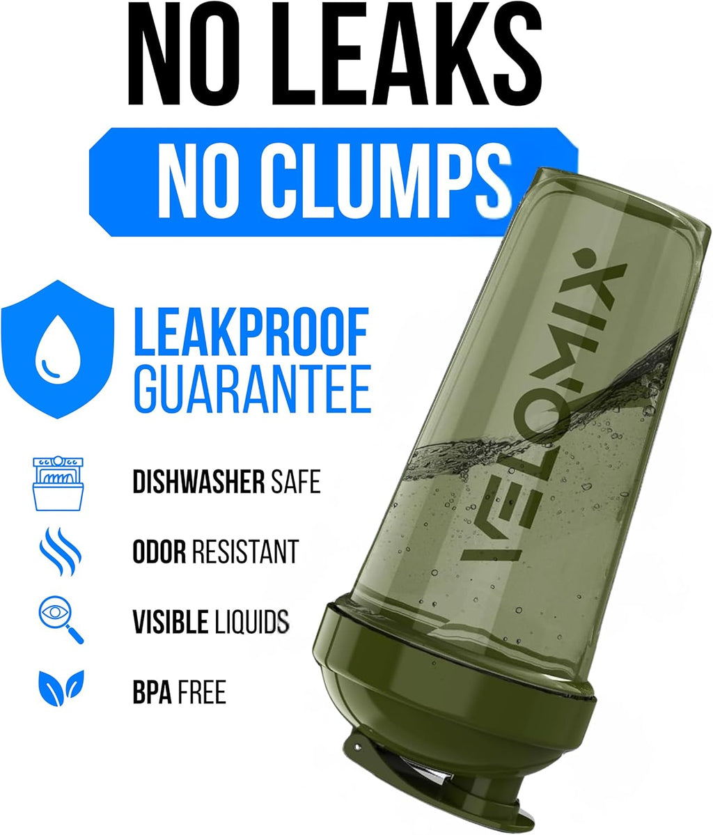 2 Pack 28oz Protein Shaker Bottle for Protein Mixes, Blue/Green | 2x Wire Whisk, Leak Proof Shaker Cups for Protein