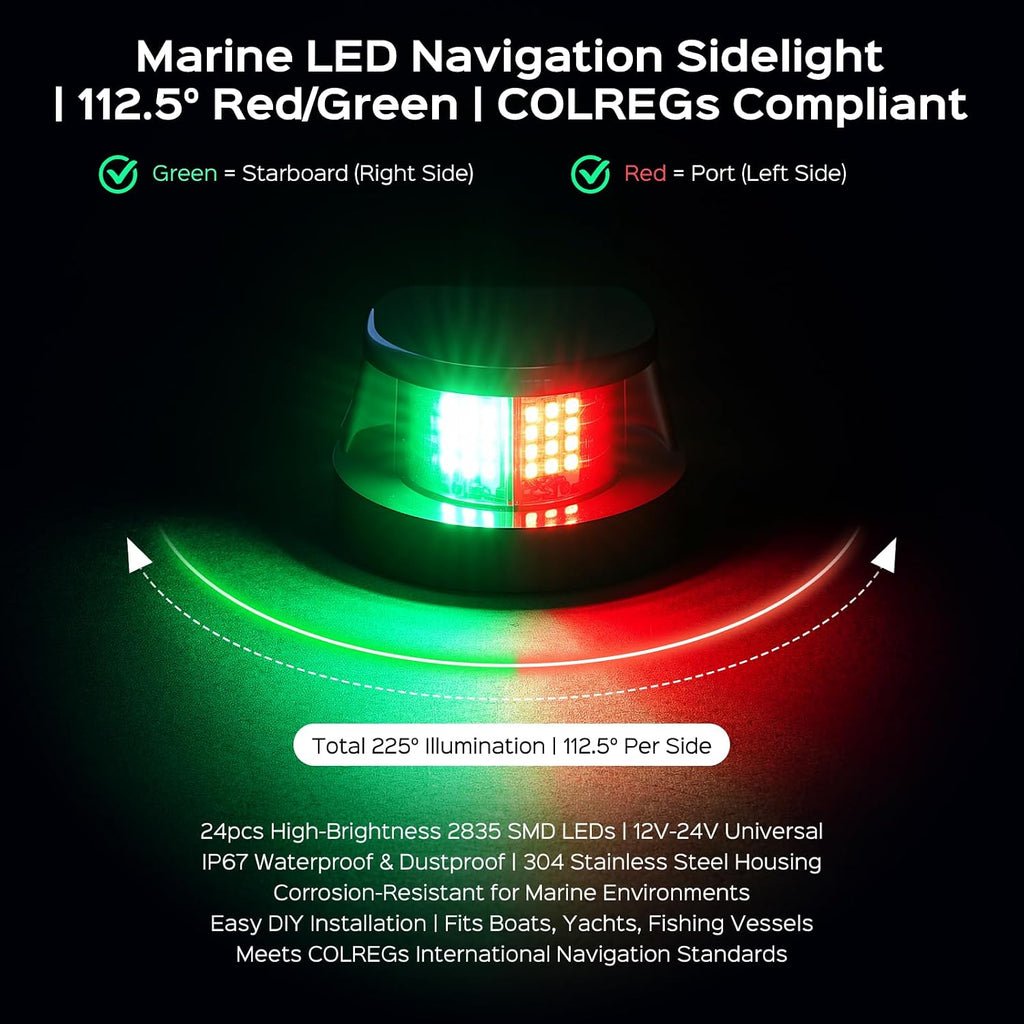 Red Green Boat Navigation Lights LED Marine Bow Light for Pontoon
