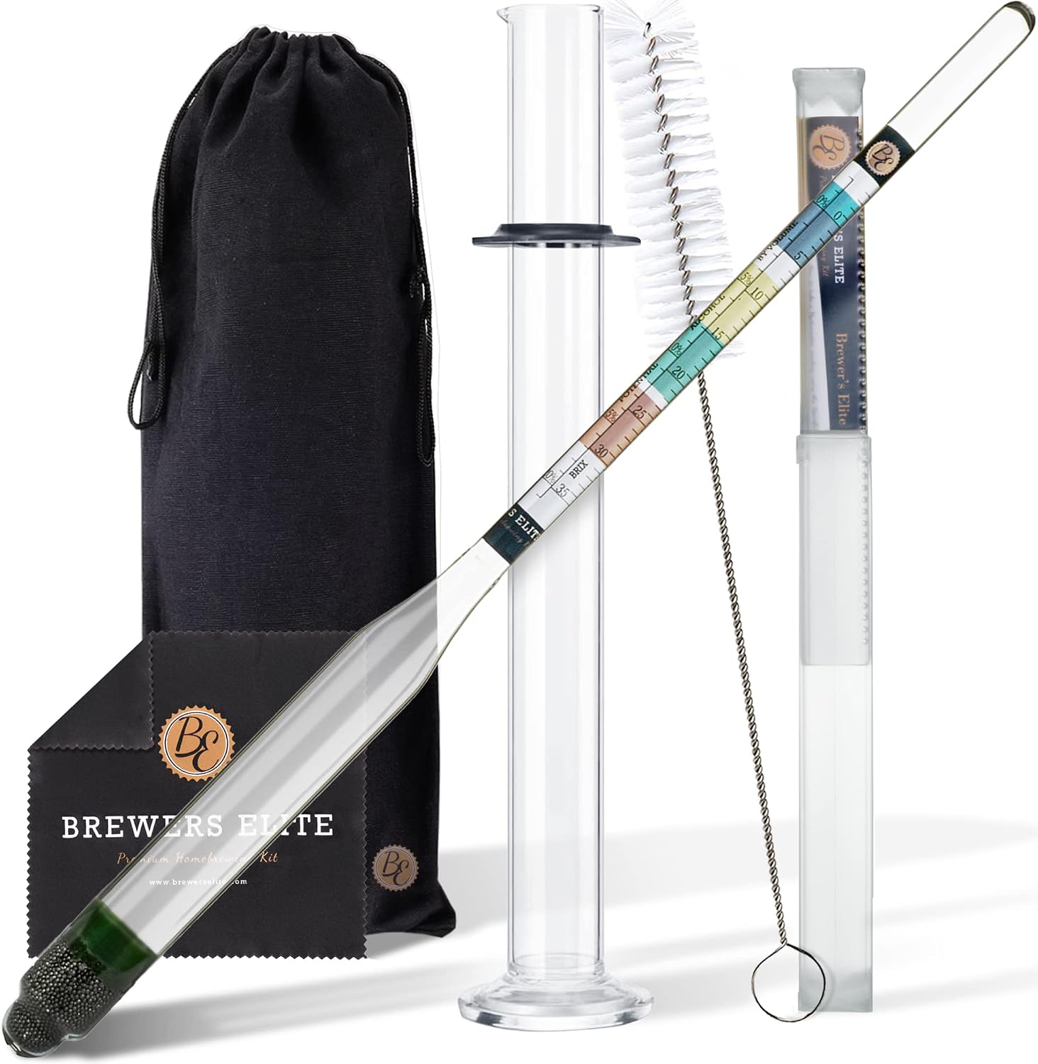 Hydrometer - for Home Brew Beer, Wine, Mead and Kombucha - Deluxe Triple Scale Set, Hardcase and Cloth - Specific